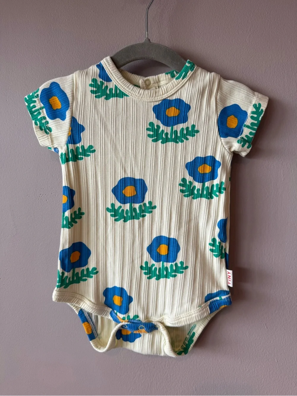 Tinycottons NWOT Ribbed Soft Stretch Flower Bodysuit Size 6 Months
